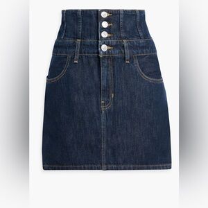 Denim Dark Indigo Mini with corset style button up and zip closure
